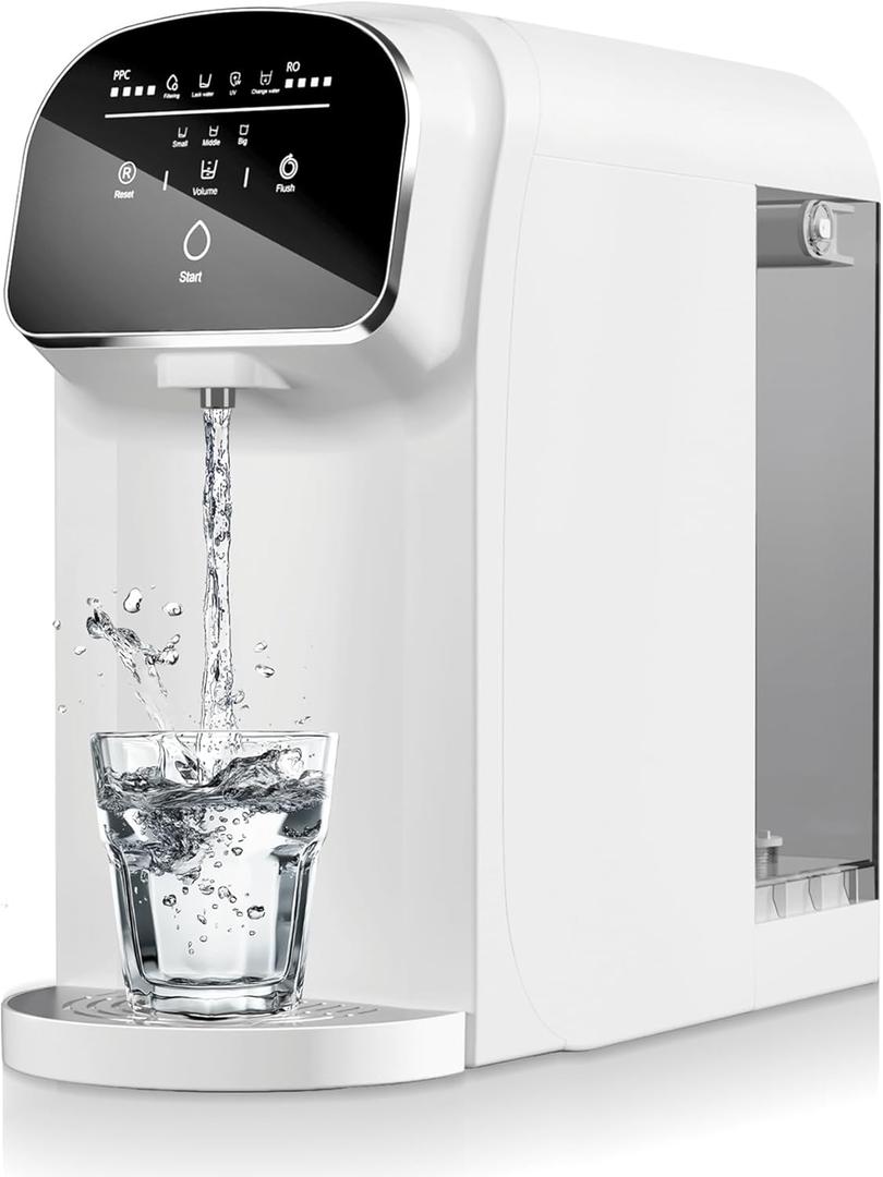 Countertop Reverse Osmosis System Water Filter with UV, 5:1 Pure to Drain, 5 Stage RO Water Filtration, Portable No Installation Water Purifier, Countertop Filtration for Home, Off-White