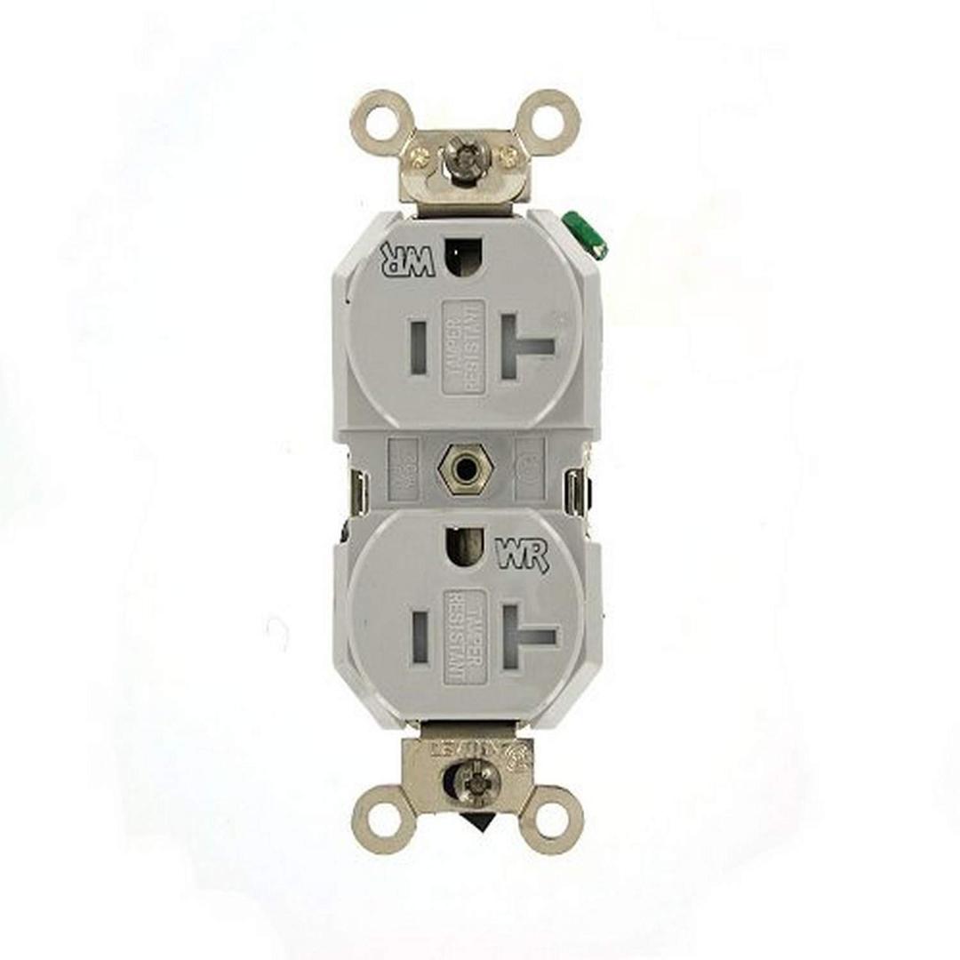 Leviton, 20-Amp 125-Volt NEMA 5-20R, 2P, 3W, Duplex Receptacle, TWR20-GY, Gray