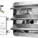Simple Deluxe 20 Inch Wall Mounted Shutter Exhaust Fan with Temperature Controller and Power Cord Kit, Aluminum, 1200 RPM, 3368 CFM, for Attic, Garage, Louvered Vent, Plant, Greenhouse, Silver