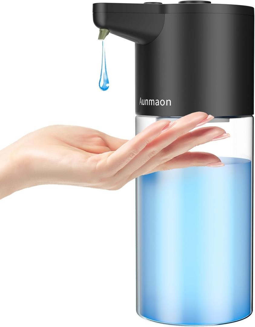 Automatic Soap Dispenser Touchless,Simple Physical Adjustment,Low Battery Consumption Hand Dish Soap Dispenser Kitchen Bathroom,Hands Free Auto (Transparent Matte Black)