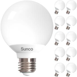 Sunco 10 Pack G25 LED Light Bulbs, Vanity Globe Light Bulbs for Bathroom, 450 LM, 3000K Warm White, 6W (40W Equivalent), Dimmable Mirror Vanity Decorative Bulb, E26 Base UL