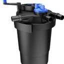 Three seconds Bio Pressure Pond Filter with 13W Cleaning Light, 1840GPH/7000L Koi Pond Filter, Pond Filters for Outdoor Ponds Ornamental Pond up to 2000 Gallons or Fish Pond up to 1000 Gallons