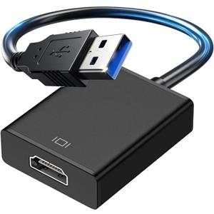 Fululuer USB to HDMI Adapter for Monitor | USB 3.0 to HDMI for PC Laptop MacBook | Compatible with Windows MacOS Android (Jet Black, USB3.0)