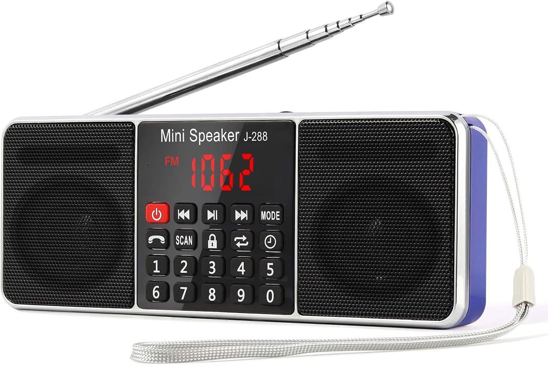 PRUNUS J-288 Portable Radio AM FM Radio with Bluetooth Speaker, Sleep Timer, Power-Saving Display, Ultra-Long Antenna, AUX Input & USB Disk & TF Card MP3 Player, NO Manual Preset