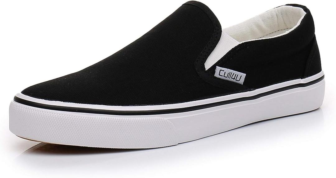 Cull4U Unisex Classic Slip On Trainer Shoes (6 Women/4.5 Men, Black)