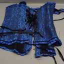 SZIVYSHI Corset Tops for Women, Bustier Shapewear Lingerie, Lace Waist Push Up Bodysuit (Small, Black and Blue)