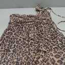 BEAUDRM Women's Y2K Leopard Print Halter Dress Sexy Ruched Tie Backless Tiered Layer Mini Dresses Cheetah Mesh Ruffle Dress, XL