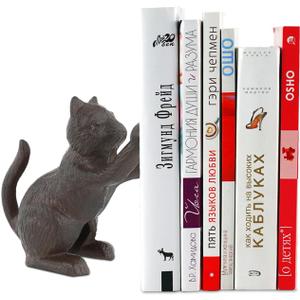 Cat Decorative Bookends, Unique Cast Iron Animal Shape Book Ends to Hold Books Heavy Duty, for Home Library Office Shelf Decoration, Vintage Antique Home Decor