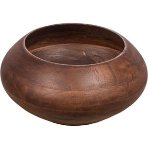 Bloomingville Modern Round Wood Bowl, Walnut Finish