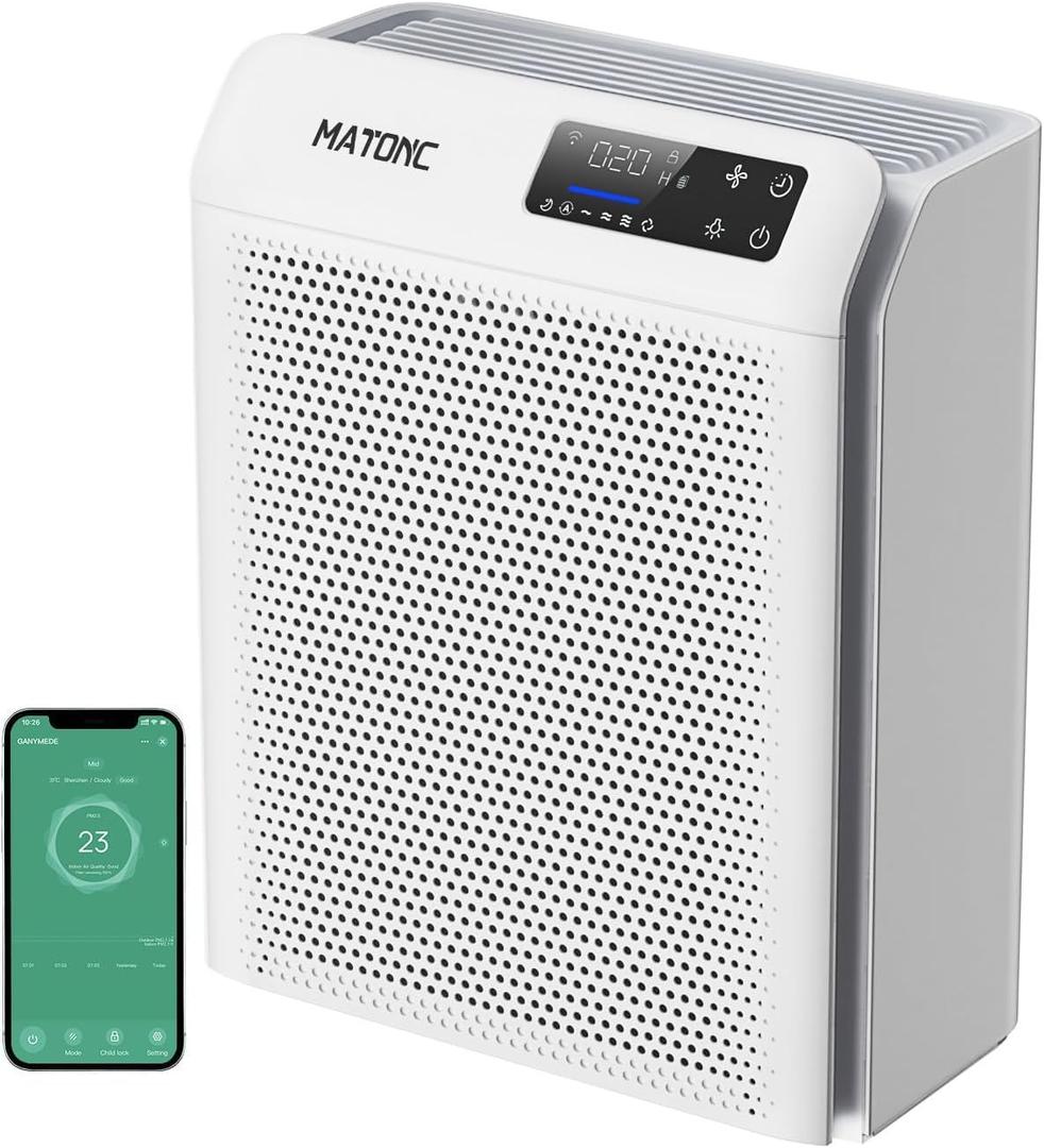 Air Purifier for Home Large Rooms, HEPA Air Purifier with Smart WiFi APP Control,Covers Up to 3500 ft,AQI Display, Ultra-Quiet Sleep Mode & Auto Mode, Air Cleaner for Pet Hair Dust Pollen Odors