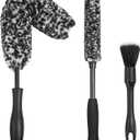 NIKCOSMK 3PCS Wheel Brush Kit for Cleaning Wheel and Tire, Wheel and Rim Brush, Car Detailing Brushes, Bendable & Durable Car Wheel Rim Cleaner Brush Set,Car Detailing Cleaning Brush Supplies Kit (Black)