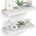 Floating Shelves (Set of 2)  Wall Mounted Shelves for Home Dcor and Storage, Natural Pine Wood, Suitable for Living Room and Bedroom (White, 15.7" x 5.7" x 1.0")