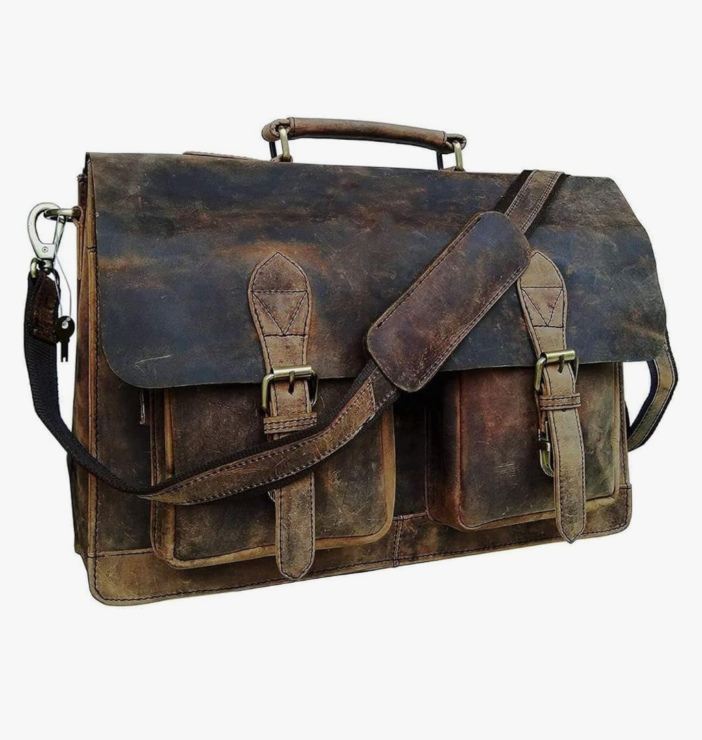 Cuero Retro Brown Laptop Messenger Bag Office Briefcase Crossbody Travel Bag For Men And Women Bag Office Laptop Bag