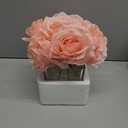 7 Large Stem Pink Rose Artificial Flowers in Vase, Fake Rose with Fake Flowers in Vase for Home Decor, Wedding Table (Pink)