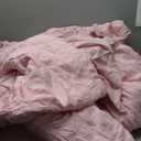 JOLLYVOGUE Pink Seersucker Queen Comforter Set of 2, Lightweight & Fluffy Bedding Sets Queen for All Season with 1 Ruffle Comforter and Ruffle Pillow sham