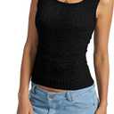 Womens Tank Tops Crewneck Sleeveless Summer Sweaters Vest Casual Basic Tees Ribbed Shirts (Black, S)