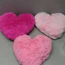 Liliful 3 Pcs Faux Rabbit Fur Heart Pillows Valentines Fluffy Heart Throw Pillows Cute Couch Cushion Soft Decorative Throw Cushion for Bed Sofa Girls Women(12 x 11 Inch, Lively Color)