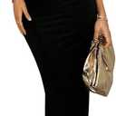 GORGLITTER Women's Asymmetrical Neck Ruched Bodycon Dress Slim One Shoulder Long Maxi Dresses (Medium, Black)