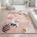 Joiedomi 5x7 Area Rugs for Living Room Non-Slip Washable Rug with Rubber Backing Large Soft Art Floral Carpet for Bedroom Kids Nursery Dining Room (Pink)