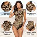 Wolddress One Piece Rashguard Swimwear for Women Bathing Suit with Zip Front Golden Leopard, Large