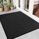 Front Door Mat Indoor Outdoor Entrance, 3' x 4' Heavy Duty Commercial Outdoor Mat, Non-Slip Backing Large Door Mat Indoor Entrance, Dirt Resistant and Absorbent, Easy Clean Entry Mat, Black