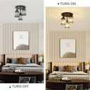 PAUFUL Semi Flush Mount Ceiling Light,3-Light Modern Crystal Close to Ceiling Light Fixtures, Black Kitchen Light Fixtures with Clear Crystal Shade,Hallway Light Fixtures for Hallway Bedroom Bathroom