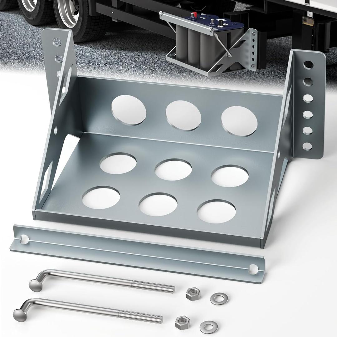 Metal Steel Battery Mounting Box, Durable Quality Metal Battery Tray Box, Easy-To-Install Steel Battery Mounting Box Tray Fits Up To A 10.63" 7.06" 7.5" Battery, Anti-Corrosion, Ventilated Design