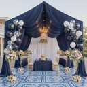 10 Panels 5ftx30ft Navy Blue Ceiling Drapes for Independence Day Wedding Parties 30 FT Extra Long Thick Polyester Wrinkle-Free Drapery Tent Decor Decorations for Birthday Party Ceremony Stage Swag, 60"W x 360"L