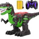 TEMI Remote Control Dinosaur Toys for Boys 3 4 5 6 7 8 Years, Electrical Stunt RC Walking Dinosaur Toy with Light and Sound, Rechargeable Battery, 360 Rotating, Birthday Toys for Kids (Green)