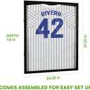 Flybold Jersey Frame - Jersey Display Case - Sports Jersey Framing Kit for Football, Basketball, Baseball and More - 98% Anti Fade UV Protection - Large Matte Black Memorabilia Shadow Box with Lock