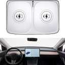 2 x Tesla Model Y Window Shade, Tesla Model 3 Sunshade with Triple-Layer Insulation, Custom Fit Sunshade for Tesla S, X, 3 and Y. This is The Best Tesla Model Y Sunshade, You Should Try it! (Battery Charging Icon)