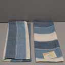 AmHoo Pack of 2 Farmhouse Stripe Check Throw Pillow Covers Set Case Cotton Linen Decorative Pillowcases Cushion Cover for Couch Bench Sofa 16x16Inch Teal Blue