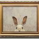 Uniro Vintage Gold Framed Wall Art, Easter Bunny Wall Art Decor, Neutral Rabbit Canvas Oil Painting Poster for Rustic Easter Décor, Vintage Home Decor Animals Artwork Prints Wall Decor for Kids Room, Living Room, Bedroom or Festive Spaces - 9x12inch