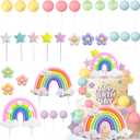 Rainbow Cake Topper Rainbow Theme Party Supplies Pastel Balls Cake Topper Boho Cake Toppers
