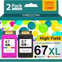 My Cartridge 67XL Ink Cartridges Black/Color Combo Pack Replacement for HP Ink 67 67XL HP Printer Ink High Yield Works with DeskJet 2755e 2855e 2700 2800e 2700e 4255e 4155e Envy 6055e 6000 6455e 6400 (2Pack)