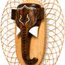Handcrafted Wooden Ganesha Wall Decor Rattan Lattice Wall Hanging Spiritual Home Decoration Mandir Living Room Entrance Foyer Hallway Office Wall Art Traditional Indian Decorative Wall Accent Decorative Panel