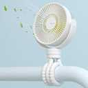 JISULIFE Mini Stroller Fan 4000mAh Battery Operated with 4 Speeds, Rechargeable 720Rotatable, Clip on for Baby Carseat/Crib/Golf Cart/Treadmill -White