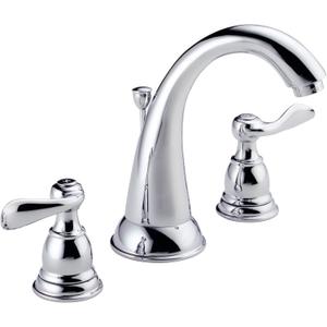 Delta Windemere Chrome Bathroom Faucet 3 Hole, 8 Inch Widespread Bathroom Sink Faucet for Vanity, Metal Push-Pop Drain Assembly, Chrome B3596LF (9.05 x 11.35 x 14.00 inches Lever Handle)