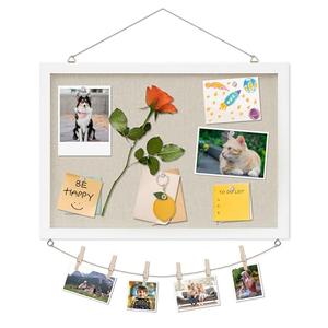 DAHAPYBOO Cork Board with Linen White,Bulletin Board 17"x12" Hanging Corkboards for Office Home School Message Board or Vision Board Decoration.
