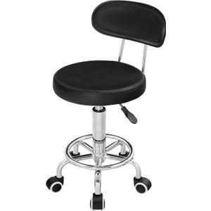HOOBRO Height Adjustable Rolling Stool, 360 Rotating Drafting Chair, Multi-Purpose Office Desk Chair, Rolling Swivel Salon Stool Chair, for Barber Shop, Nail Salon, Office, Black SB01BY01G1