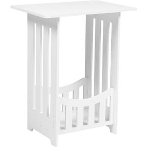 Amosfun Mini Side Table Bedroom Nightstands - 15.7 x 12.6 x 8.7 Inch White PVC Board Coffee Table for Small Spaces Lightweight and Portable for Travel Easy in Assembly