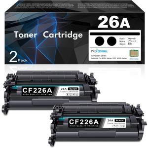 26A CF226A Toner Cartridge 2 Pack (with CHIP) (7,200 Pages in Total) Compatible Replacement for HP 26A CF226A 26X CF226X Pro M402dn M402n M402dw Pro MFP M426fdw M426fdn M426dw Series Printer Ink