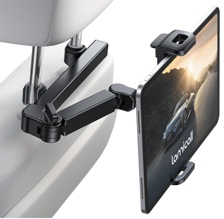 Lamicall Car Headrest Tablet Holder  [3 in 1 Extension Arm] Adjustable Tablet Car Mount for Back Seat, Gifts Road Trip Essentials for Kids, for 4.711" Device Like iPad Pro, Air, Mini, Galaxy, Fire