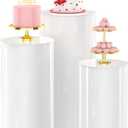 Wokceer Cylinder Pedestal Stands for Party White 3Pcs Large Round Cylinder Tables for Parties Pedestal Display Plinth Pillars for Wedding Birthday Party Art Decor 15.7*35.4"(L)