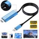 Switch 2 Dock hdmi Cable,USB C to HDMI 2.1 Cable 8K@60Hz,100W Fast Charging 6ft,Type-C to HDMI Cable Compatible with SteamDeck/ROG Ally/Thunderbolt 3/4/5 iPhone17 15 16 hdmi Adapter