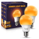 Amber Sleep Light Bulbs, Blue Light Blocking, A19 9W(60 Watt Equivalent) Dim Light Bulbs for Lamp, 1800K Warm Light Bulb, E26 for Healthy Sleep, Bedroom, Kids Room, 2 Pack