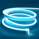 Lamomo LED Neon Lights, 16.4ft Ice Blue LED Strip Light, 12V 0.39In/Cut Silicone Waterproof Neon Rope Light for Bedroom Indoor Outdoor Decoration Power Adapter not Included, Ice Blue