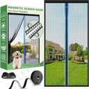 Upgraded Magnetic Screen Door, Heavy Duty Fiberglass Mesh, Quick Close Full Strip Magnets, Door Screen Magnetic Closure for Single Door Size 36 x 80 Inch, Screen Door Size 39 x 82 Inch Black