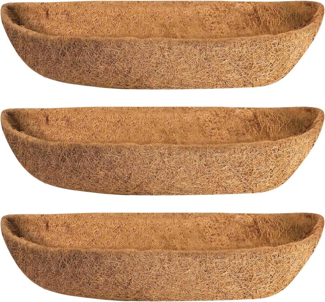 3-Packs 24in Coco Liner,Wall Basket Planter Liner, Coco Liner Roll Hanging Basket Pad,Garden Plants Wall Planter Basket, Durable Coconut Husk for Planting