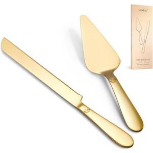 Cake Cutting Set for Wedding - Extended Cake Knife and Server Set Thickened Stainless Steel 13.0" Cake Cutter 10.49" Pie Spatula Great for Birthday Anniversary Christmas Gift 2 Pcs Gold Cake Cutting Set for Wedding - Extended Cake Knife and Server Set Thickened Stainless Steel 13.0" Cake Cutter 10.49" Pie Spatula Great for Birthday Anniversary Christmas Gift 2 Pcs Gold